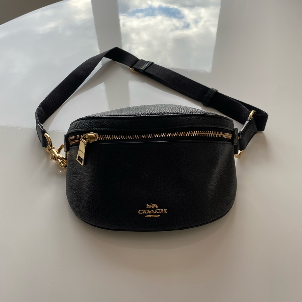 Black Leather Belt Bag - Coach